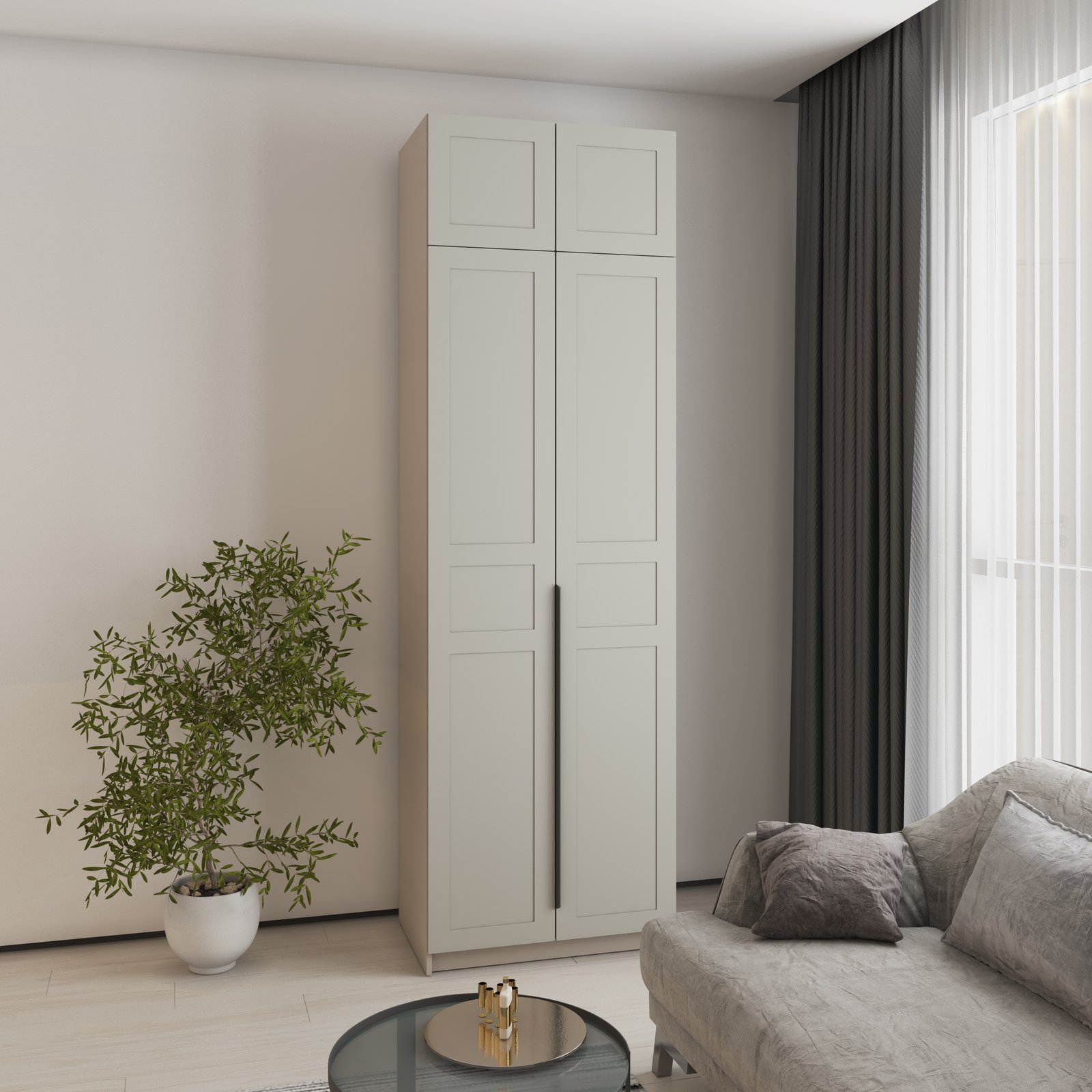 Шкаф 0,8-А_Кашемір_Кашемір Софт_Антресоль_MDF