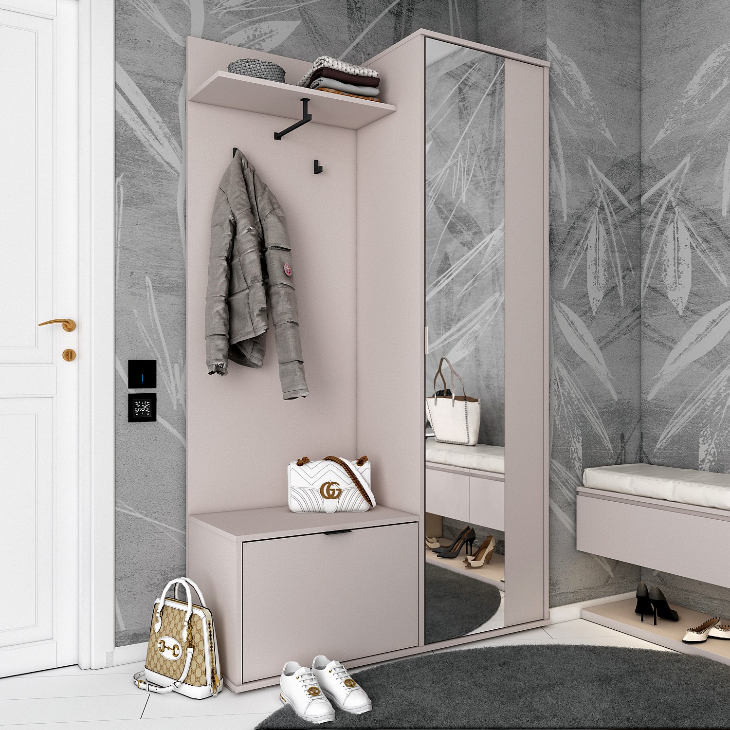 Передпокій Дора Кашемір 1 ДСП _ 1 дзеркало 113.5х40х192 (44900364)(1)