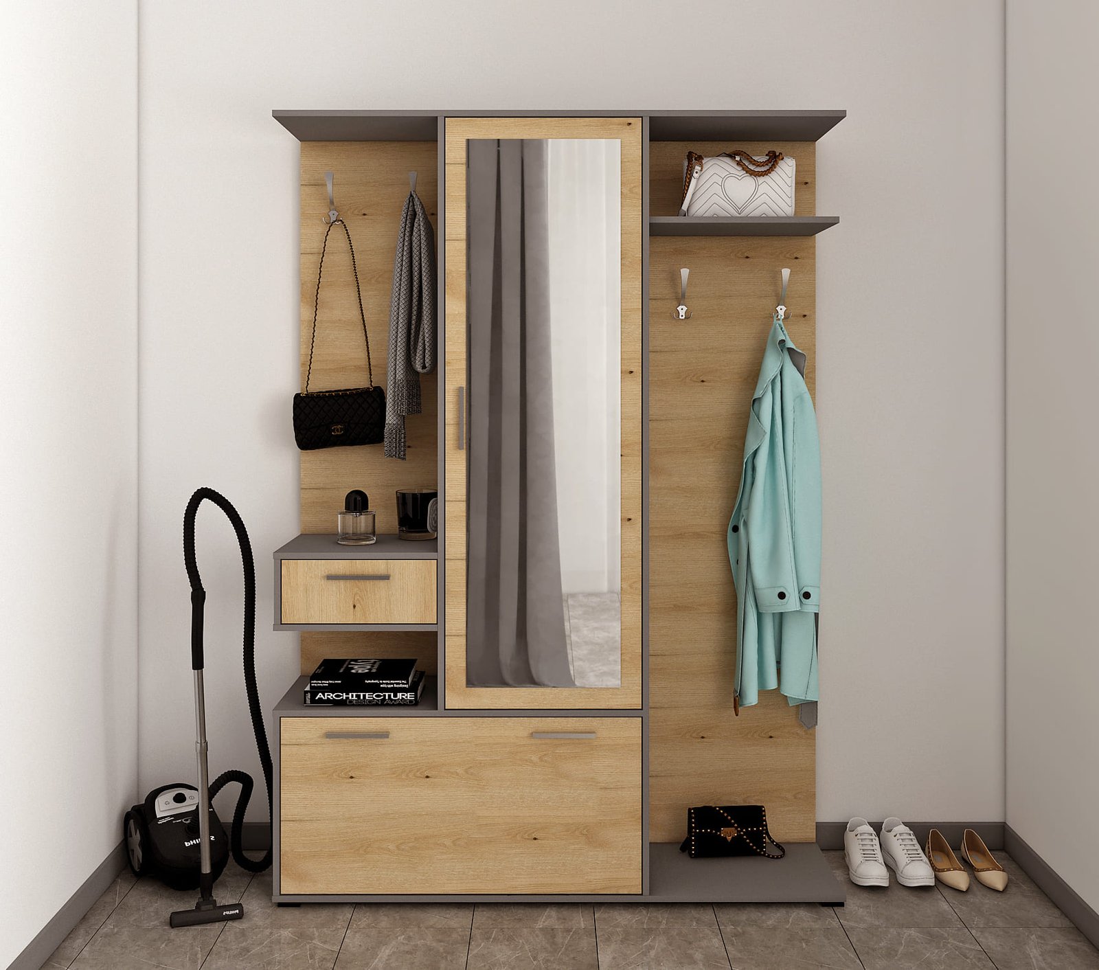 Передпокій Фінч Дуб Артізан_Графіт 202х145х37 (44900220) інтер_єр