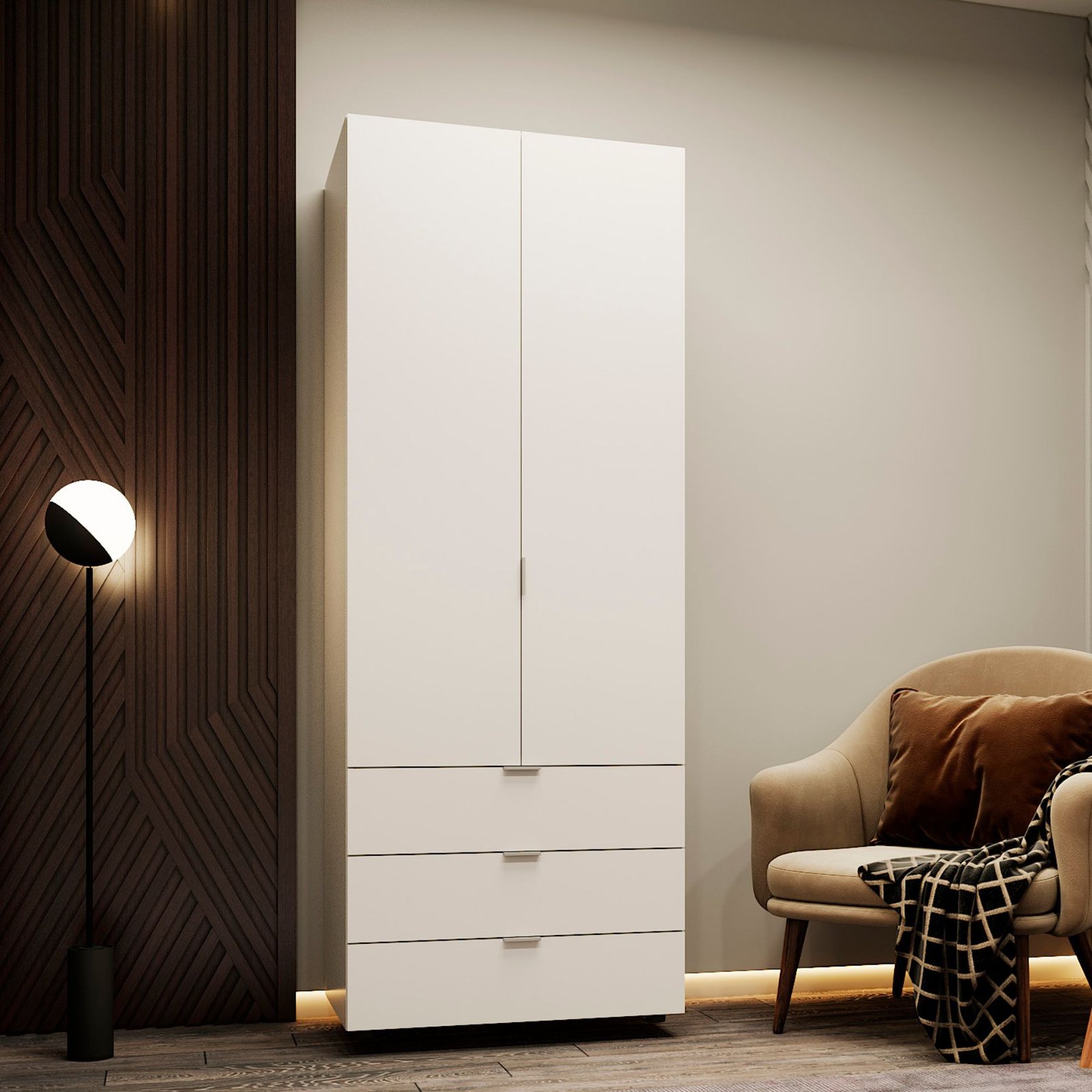 Шафа для одягу Гелар Білий 2 ДСП 77,5х49,5х203,4 (80737021)(1)