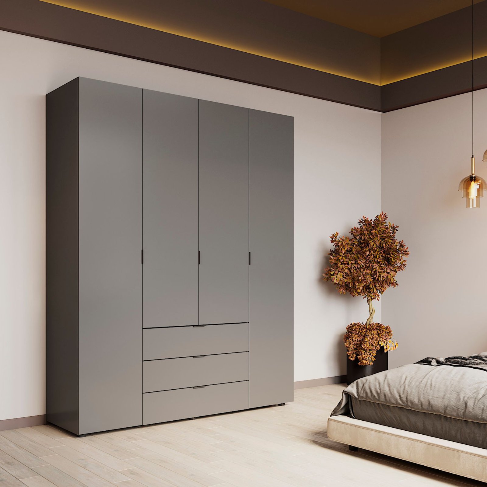 Шафа для одягу Гелар Графіт 4 ДСП 155х49,5х203,4 (80737075)(1)