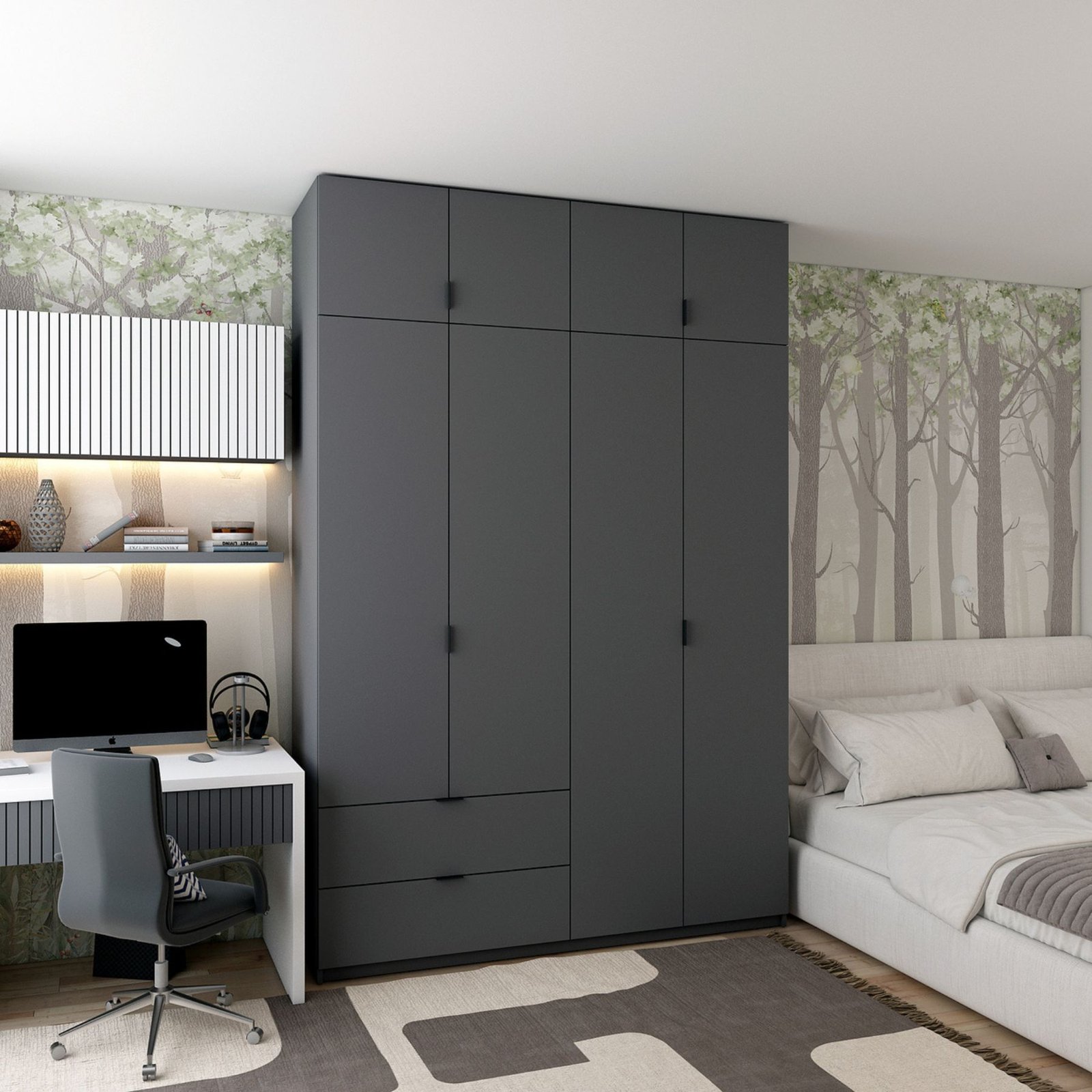 Шафа для одягу Лукас Графіт_Графіт 160х50х240 (80736287) 2