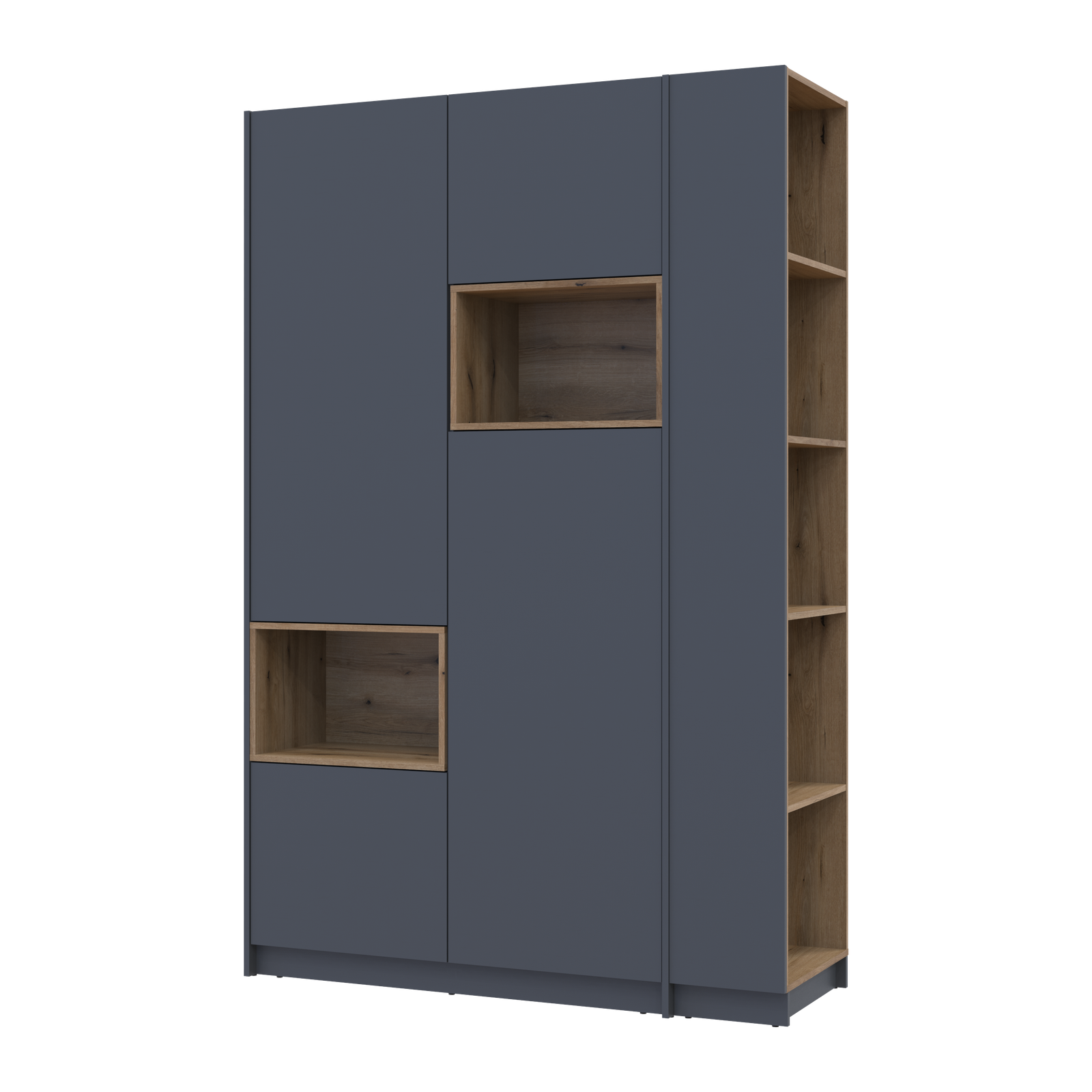 Шафа для одягу з нішею та етажеркою Дейл Графіт_Дуб Евок 2 ДСП 143.2х52х220 (44900335)(3)